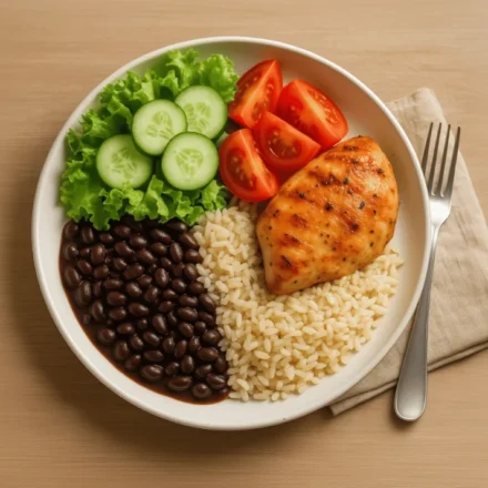 un plat riche en protéines et en légumes.